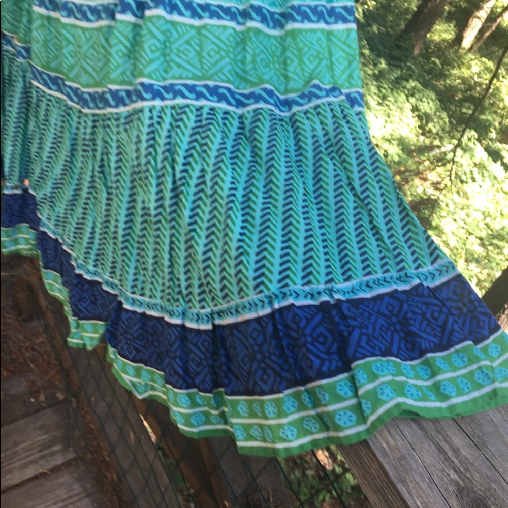 Bohemian style skirt in shades of turquoise vintage tiered skirt - Picture 5 of 6